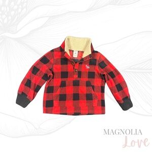 🪵 Carter’s Red Black Buffalo Plaid Check Kids Warm Sherpa Sweater Boys Girls 2T